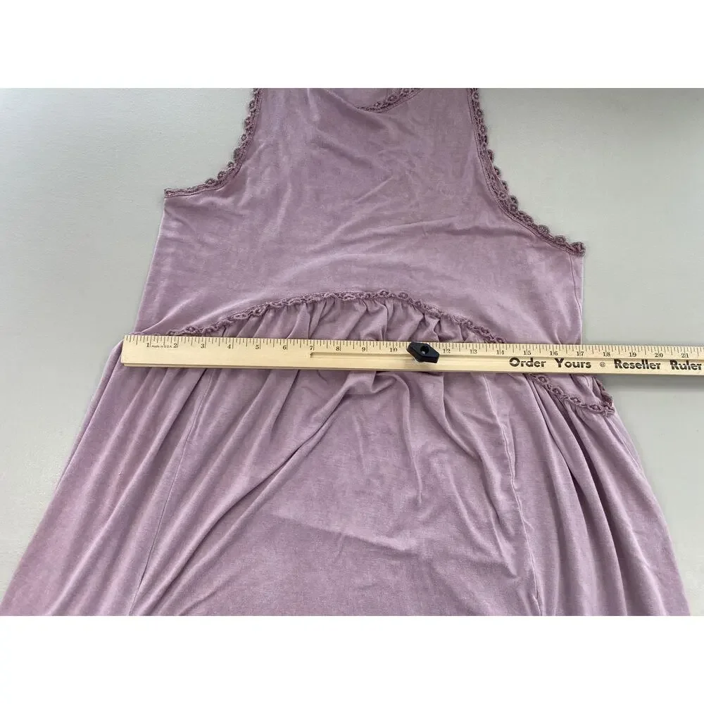 POL Dress Womens Large Dusty Pink Crochet Trim Maxi Boho Flowy Festival Slip Sun - Picture 8 of 13